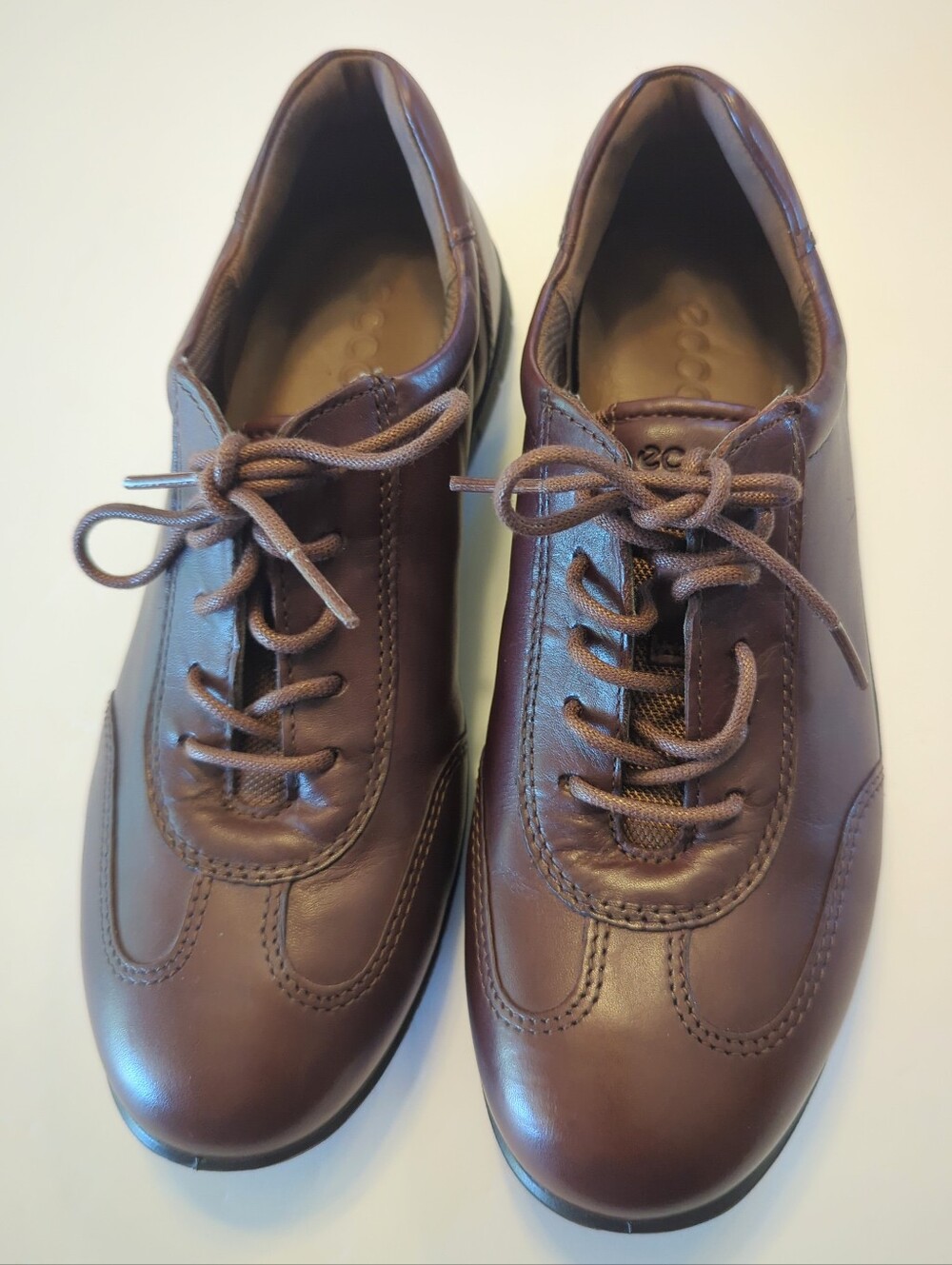 New. ECCO Babett II Tie Soft Leather Comfort Walking Shoes Size 6 EU 37 Brown